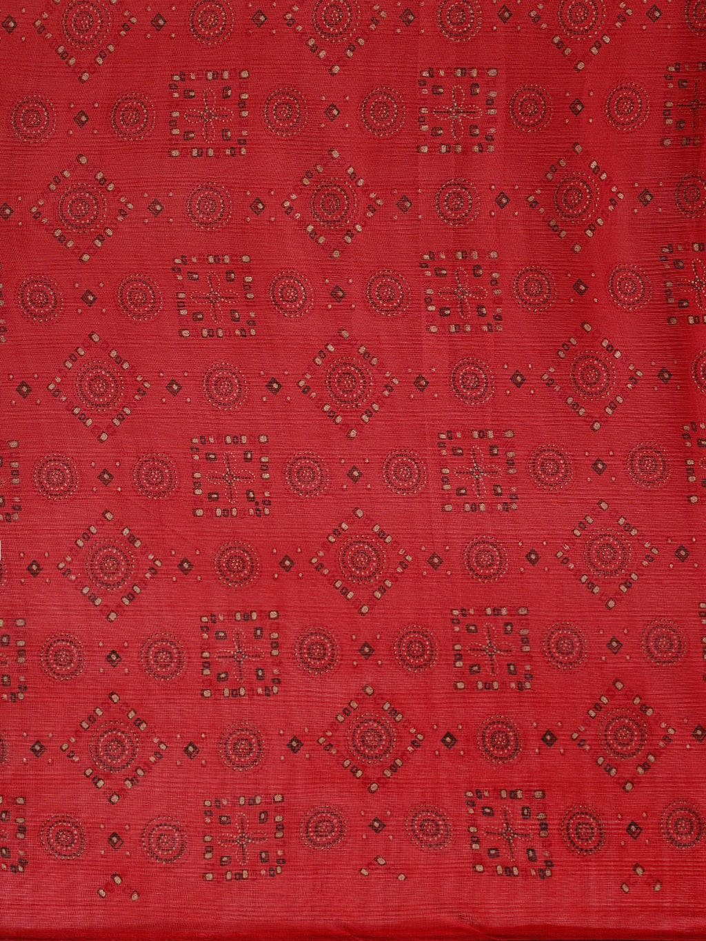 Saree Mall Red Pure Chiffon Tribal Print Bandhani Saree | Grocsy