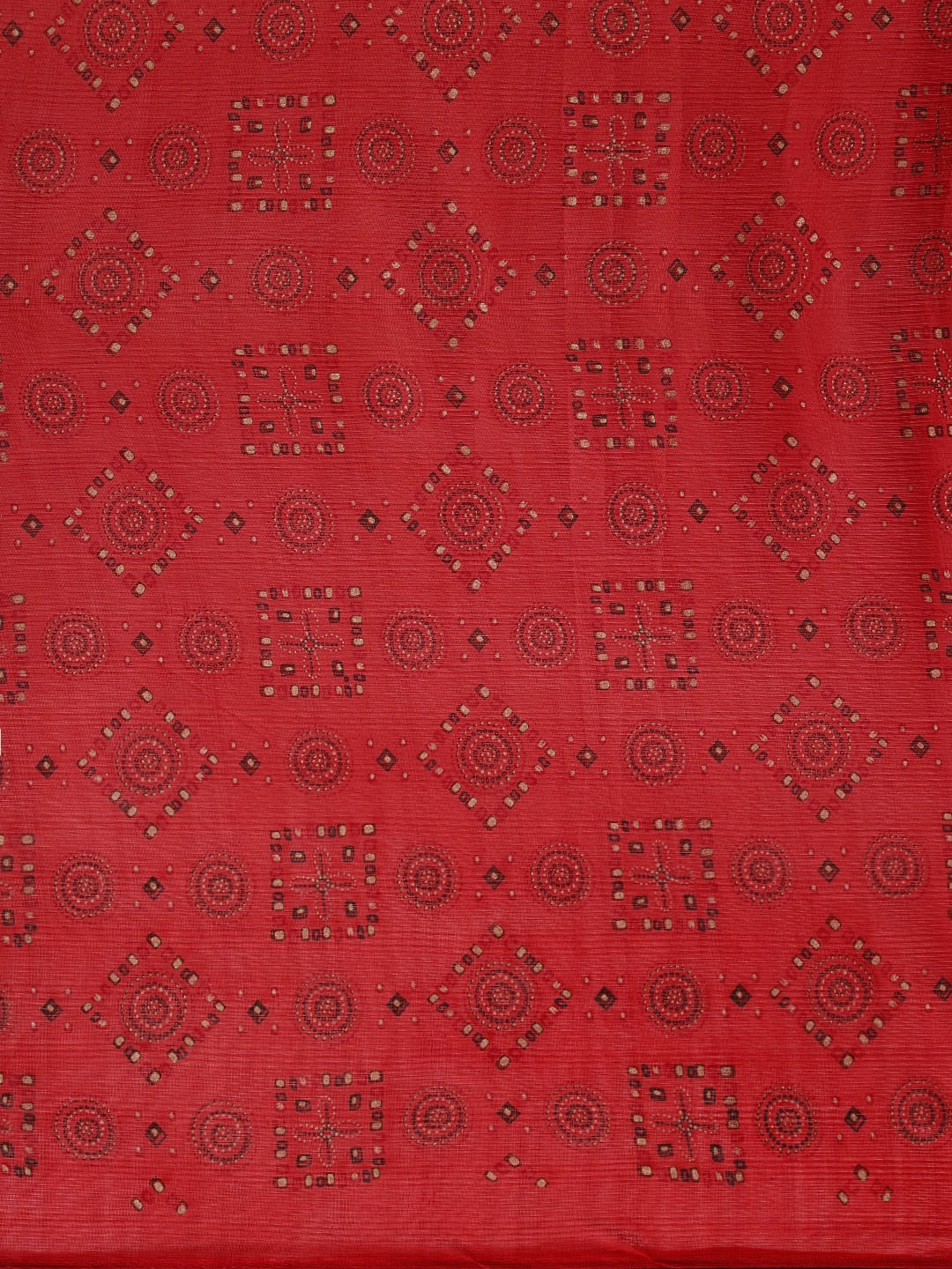 Saree Mall Red Pure Chiffon Tribal Print Bandhani Saree | Grocsy