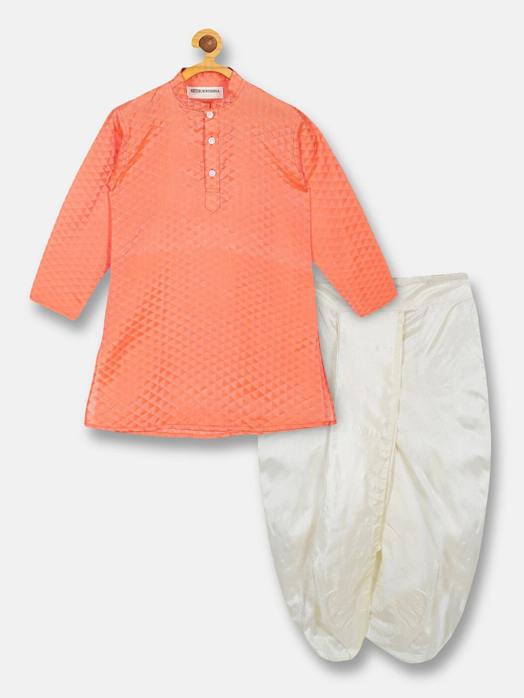 Sethukrishna Boys Orange Kurta with Dhoti Pants | Grocsy