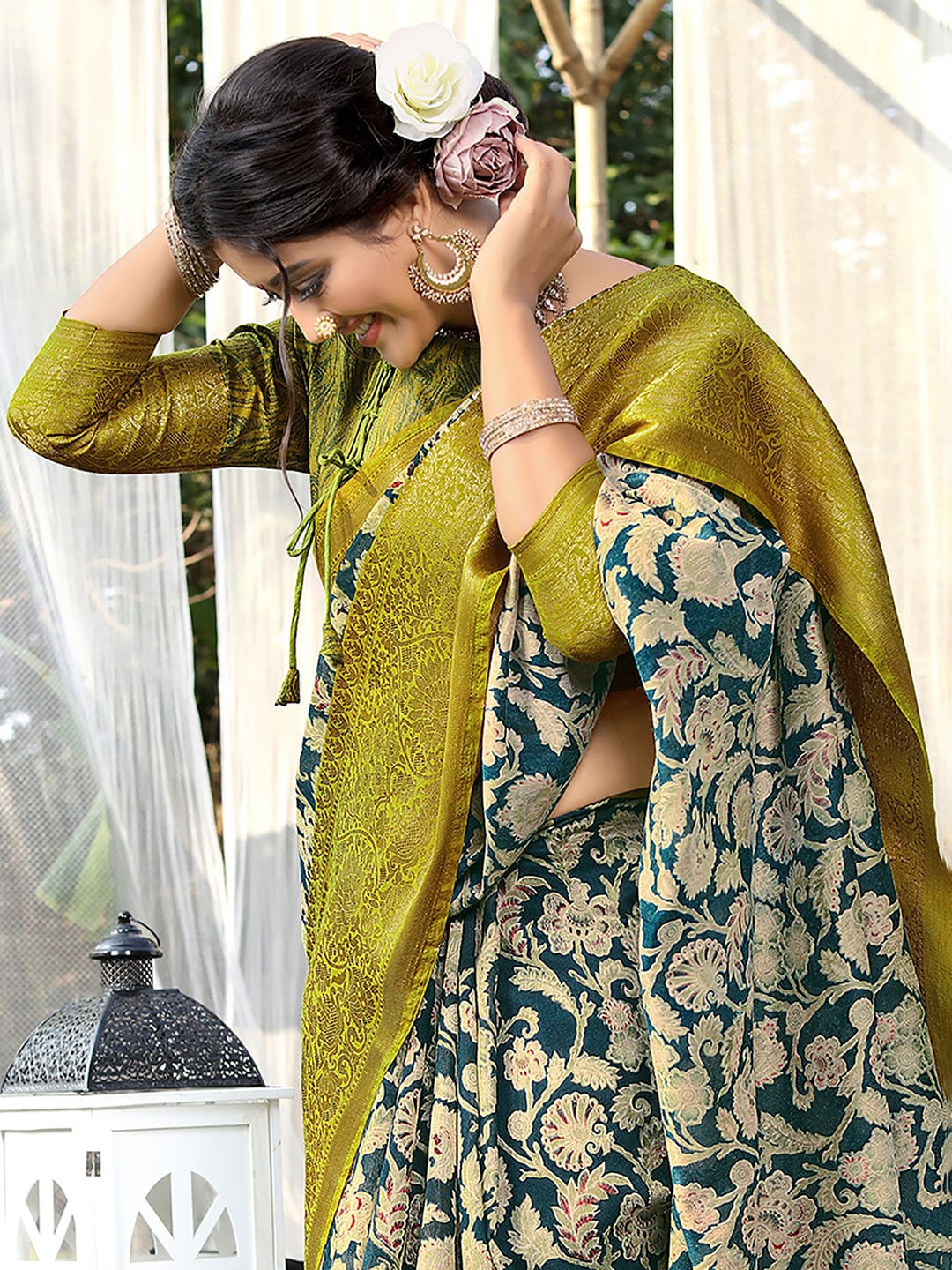 Saree Mall Floral Printed Zari Sungudi Traditional Sarees | Grocsy