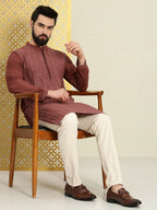 House of Pataudi Men Floral Embroidered Sequined Floral Jashn Kurta | Grocsy