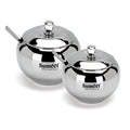 Sumeet Stainless Steel Ghee and Oil Pot, Storage Conrainer with Spoon for Kitchen, 7.5cm & 8.5cm Dia, 170ML & 230ML - Silver (Pack of 2) | Grocsy