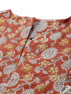 HERE&NOW Women Ethnic Motifs Printed Regular Pure Cotton Kurta Set | Grocsy