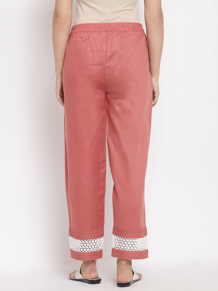 Myshka Women's Maroon Cotton Solid Casual Trouser | Grocsy