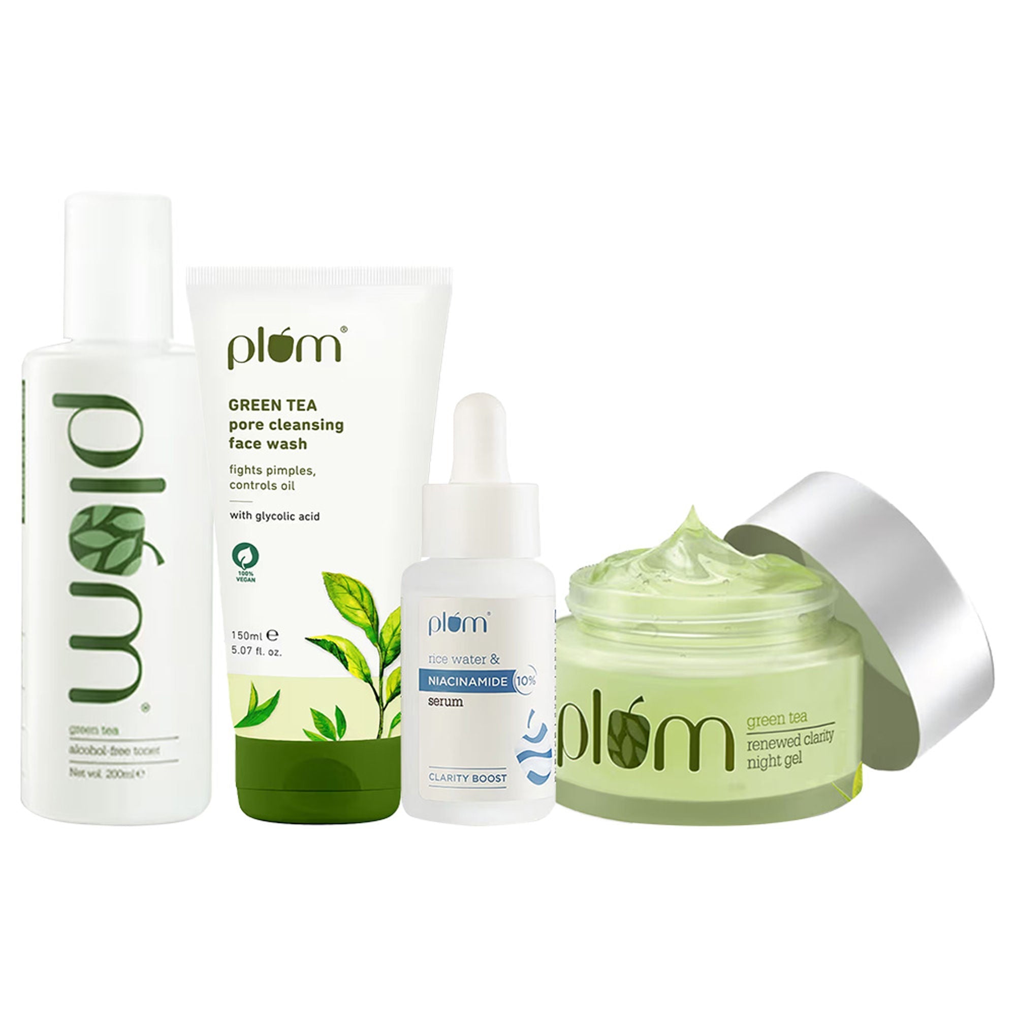 Plum Green Tea & Niacinamide Acne Fighting Night Routine Combo | Grocsy