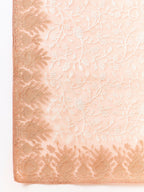 Peach Organza Floral Embroidered Saree with Unstitched Blouse Piece - Roozal | Grocsy