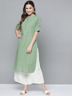 HERE&NOW Women Mint Green Pakistani Style Kurta | Grocsy