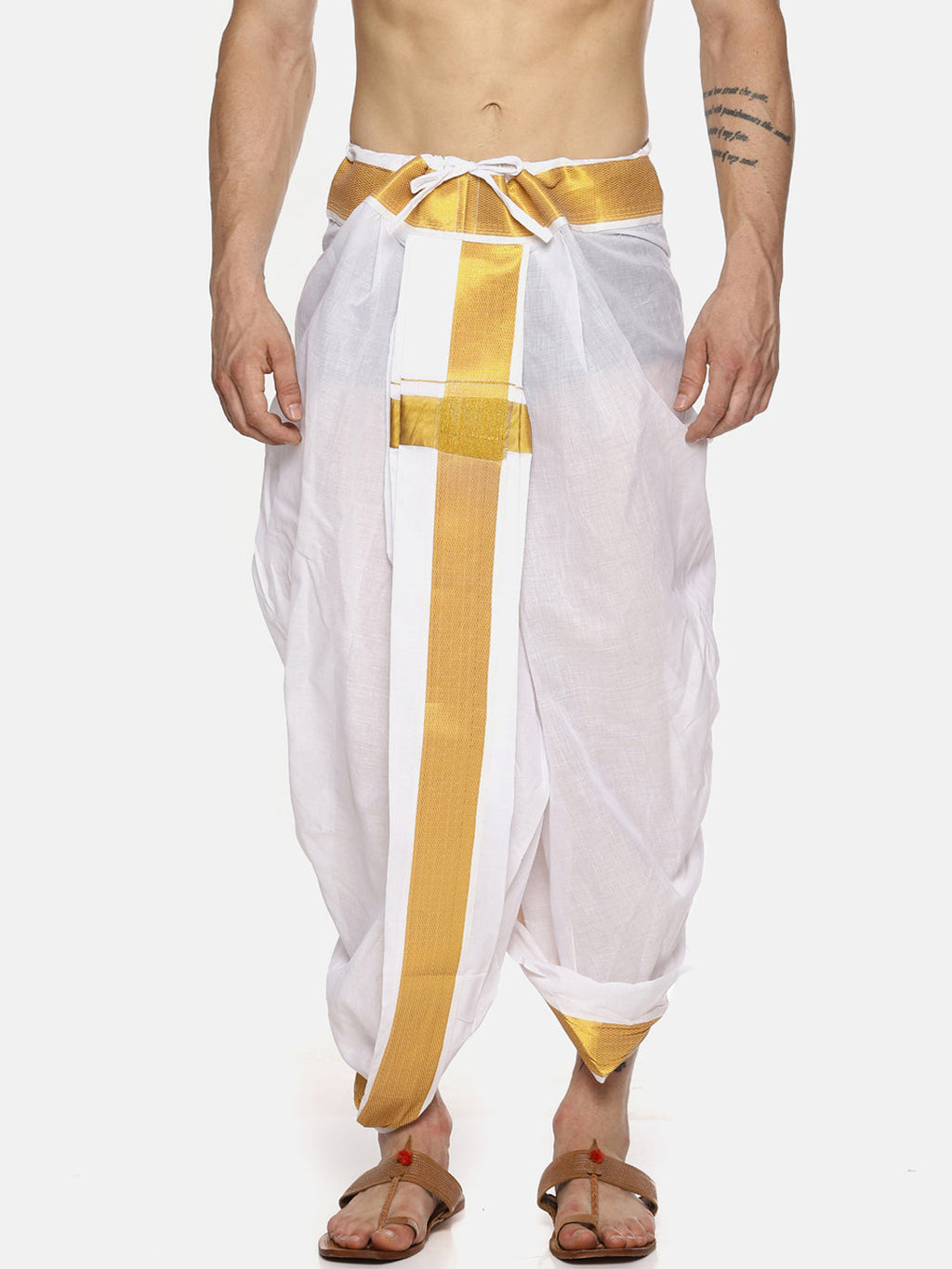 Sethukrishna Men White Solid Readymade Dhoti Pants | Grocsy