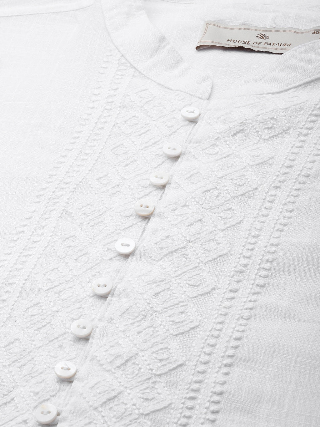 House of Pataudi Ethnic Motifs Embroidered Thread Work Pure Cotton Jashn Kurta | Grocsy