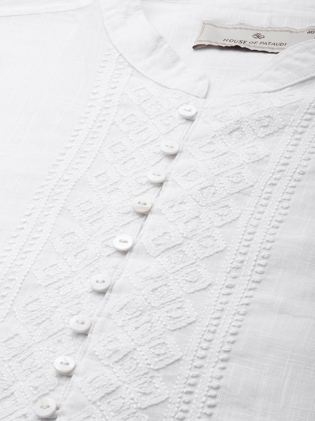 House of Pataudi Ethnic Motifs Embroidered Thread Work Pure Cotton Jashn Kurta | Grocsy