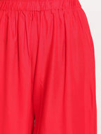 TAG 7 Women Red Solid Flared Palazzos | Grocsy