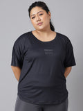 MKH Plus Size Typography Printed Dri-FIT Sports T-Shirt | Grocsy