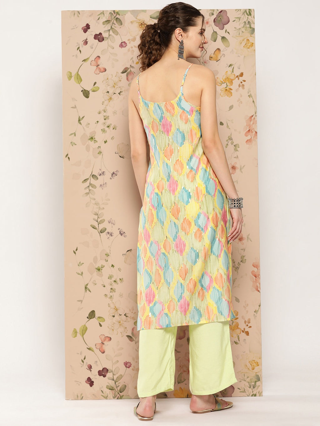 HERE&NOW Abstract Printed Straight Kurta with Solid Palazzos | Grocsy