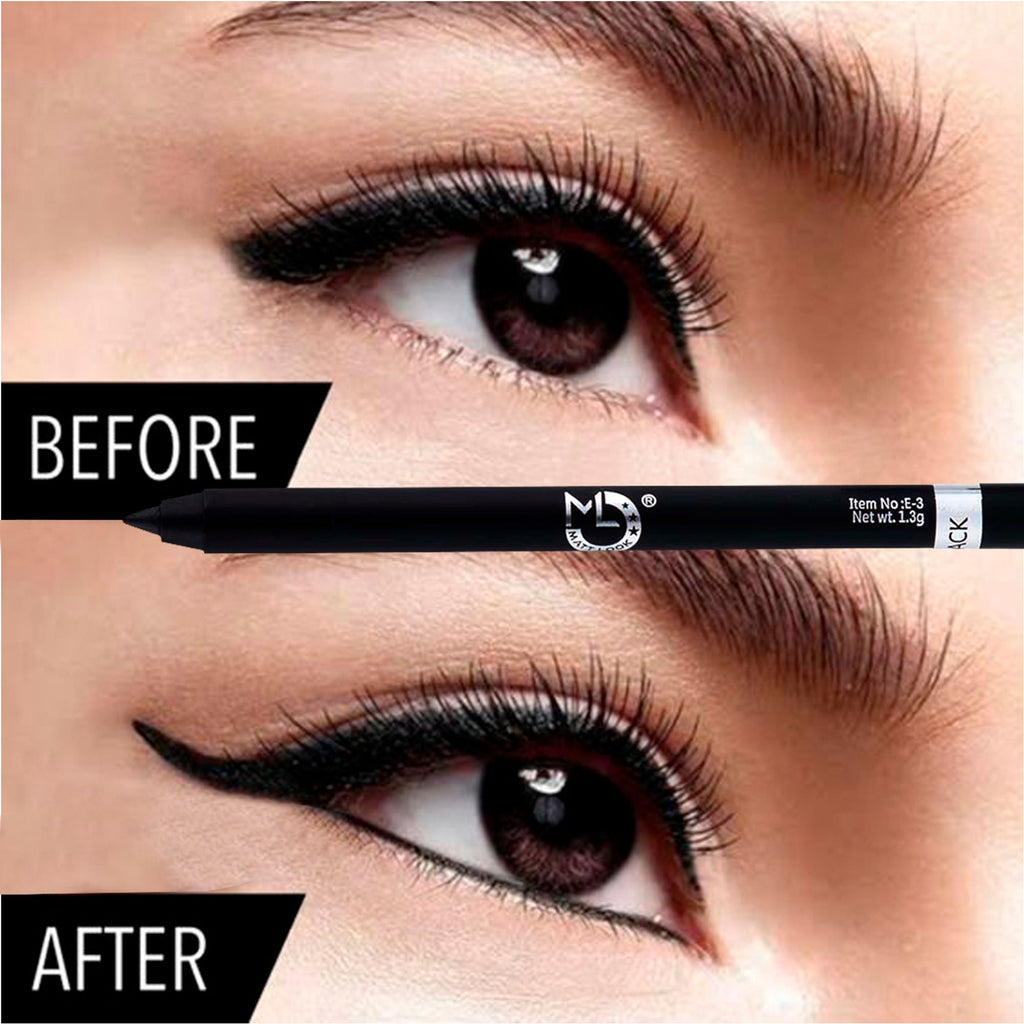 Matt Look Single Stroke Super Glide 24 Hours Water Proof Smudge Proof Eyeliner Kohl Kajal - Jet Black | Grocsy