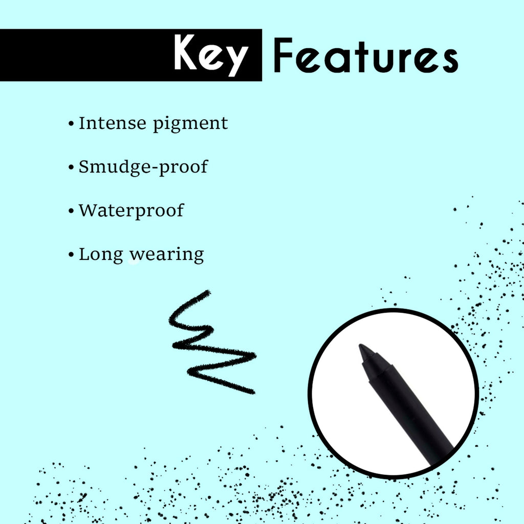 Matt Look Single Stroke Super Glide 24 Hours Water Proof Smudge Proof Eyeliner Kohl Kajal - Jet Black | Grocsy