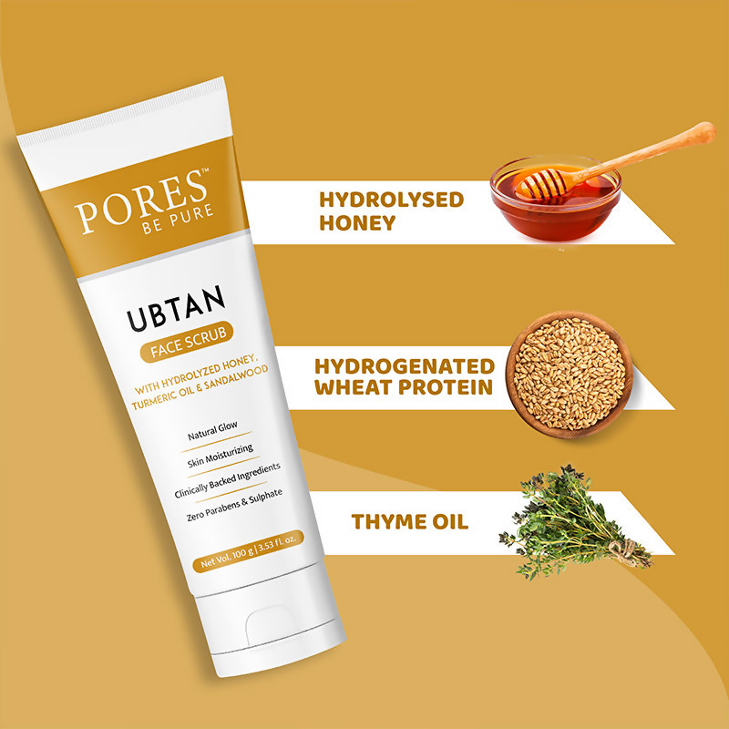 Pores Be Pure Ubtan Detan Face Scrub | Grocsy