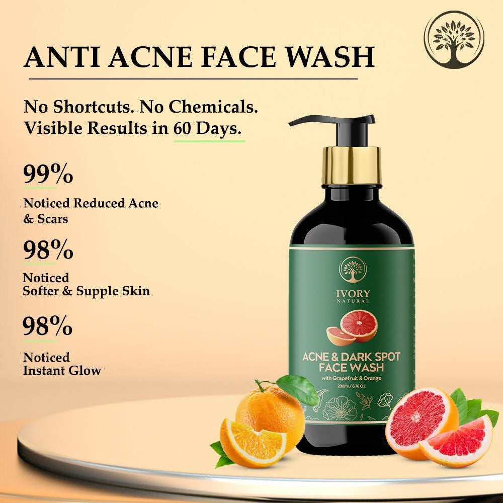Ivory Natural Acne & Dark Spot Face Wash For Moisturize, Replenish, And Promote Skin Clarity | Grocsy