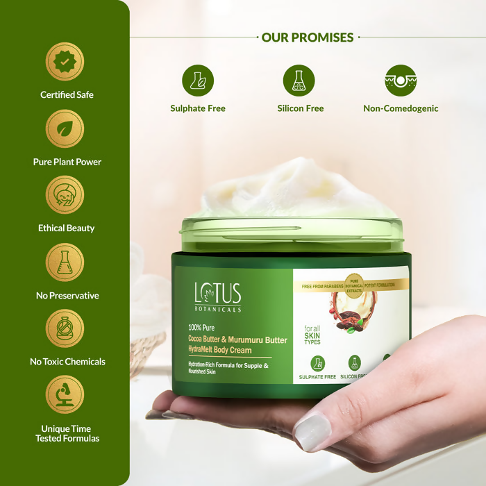 Lotus Botanicals 100% Pure Cocoa Butter & Murumuru Butter HydraMelt Body Cream | Grocsy