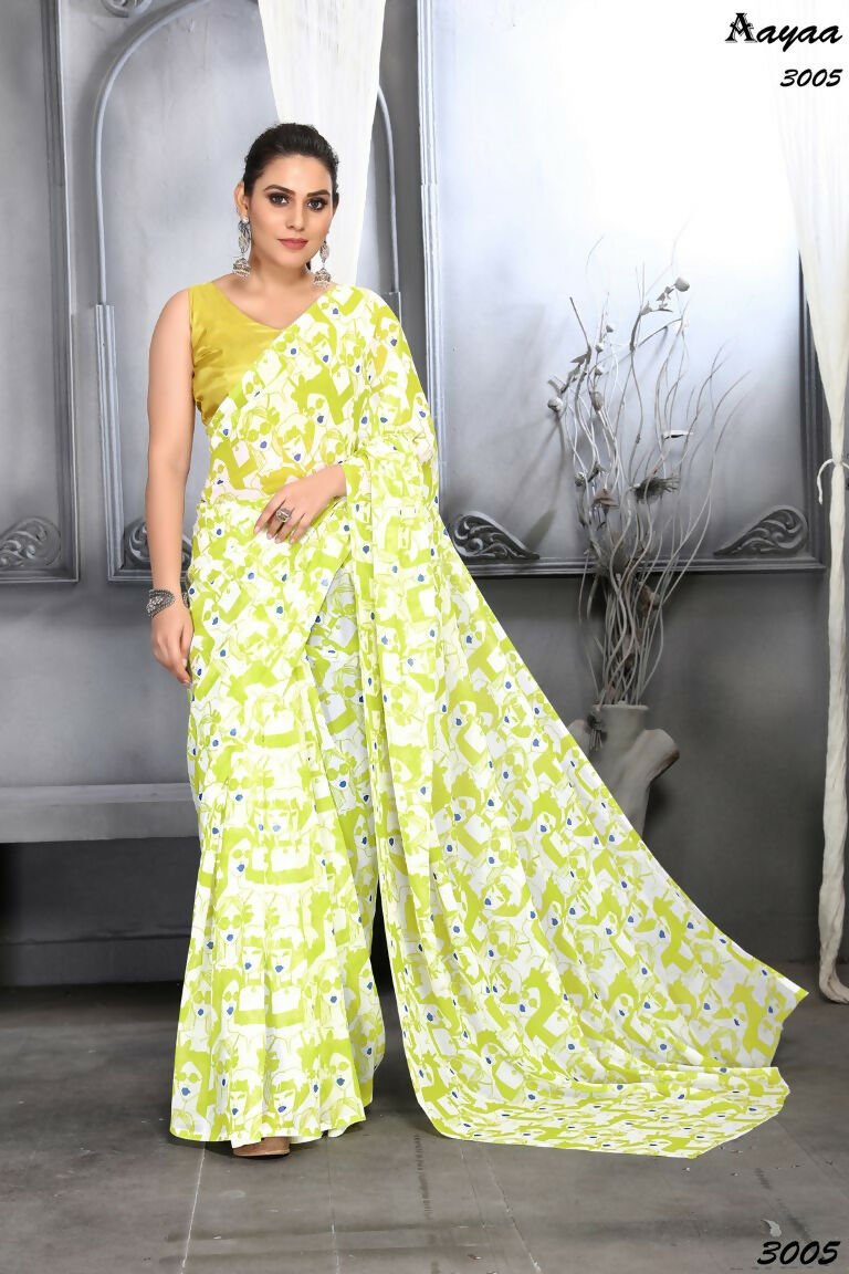 Aayaa Designer Printed Georgette Saree - Multi Color | Grocsy