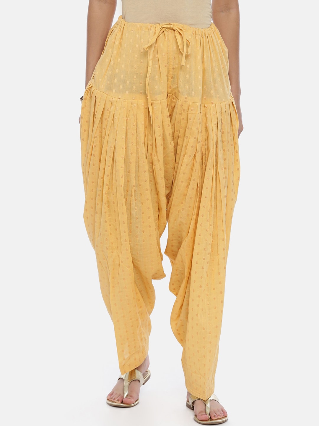 Souchii Women Beige Woven Design Patiala | Grocsy