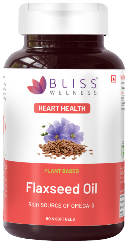 Bliss Welness Cardiovascular Health Flaxseed Oil High Potency Omega-3 Softgel Capsule | Grocsy