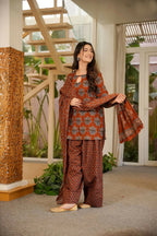 Aayaa Designer Cotton Silk Farshi Salwar Set - Maroon | Grocsy