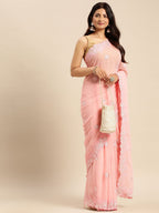 kasee Floral Zari Pure Georgette Saree | Grocsy