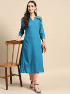 Sangria Women Tassel Detail Straight Kurta with Pocket | Grocsy