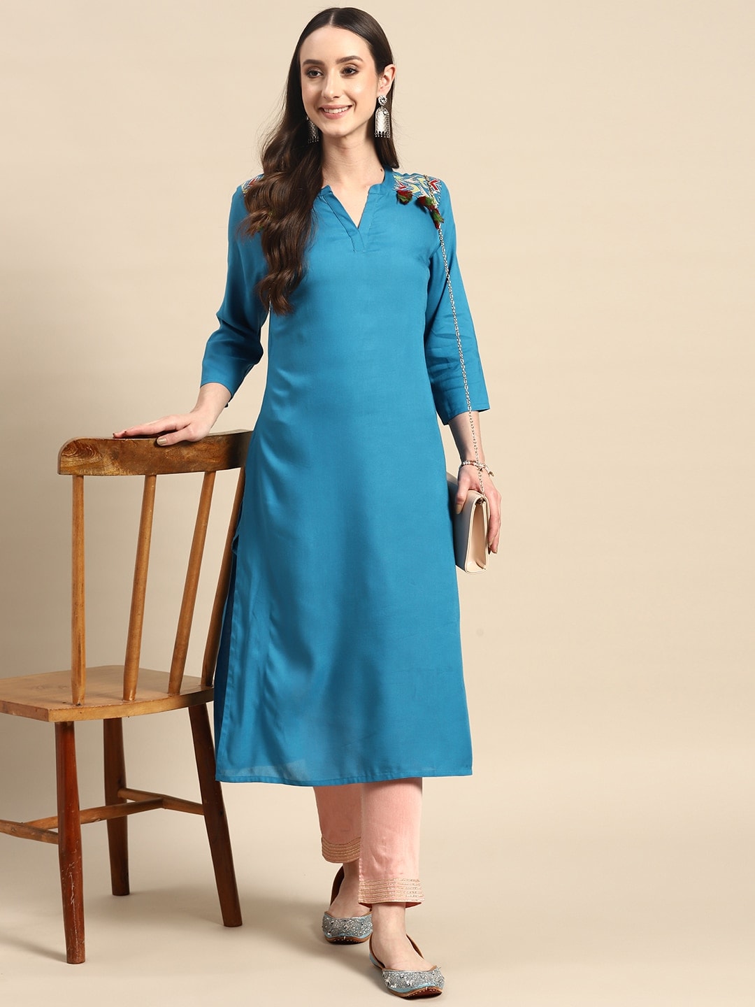 Sangria Women Tassel Detail Straight Kurta with Pocket | Grocsy
