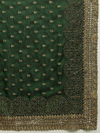 kasee Green & Gold-Toned Floral Embroidered Art Silk Saree | Grocsy