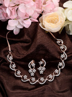 Saraf RS Jewellery Rose Gold-Polished White AD-Studded Jewellery Set | Grocsy
