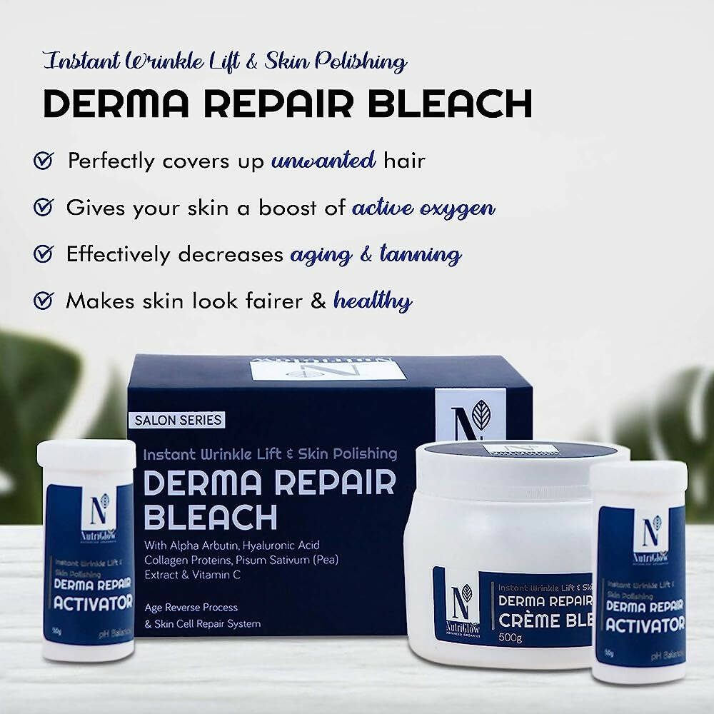 NutriGlow Advanced Organics Derma Repair Cream Bleach Kit | Grocsy