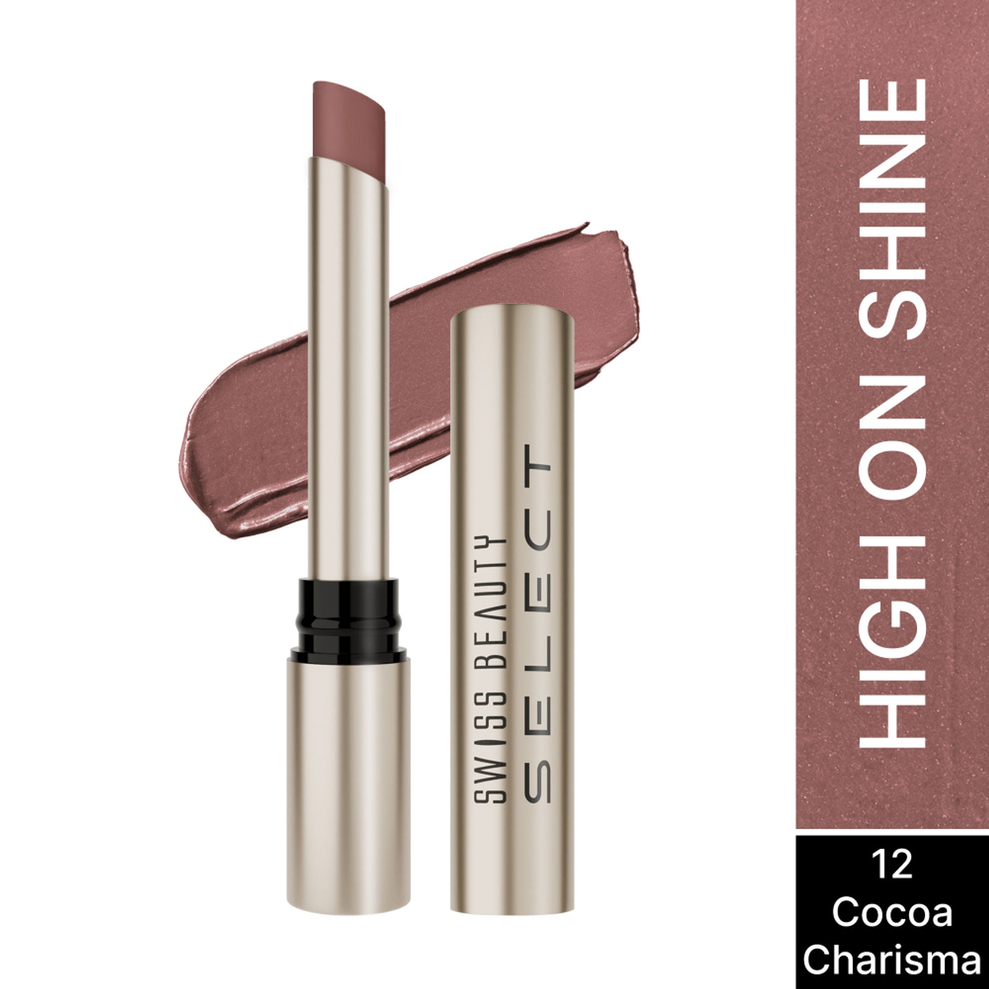 Swiss Beauty Select High On Shine Lipstick - Cocoa Charisma | Grocsy