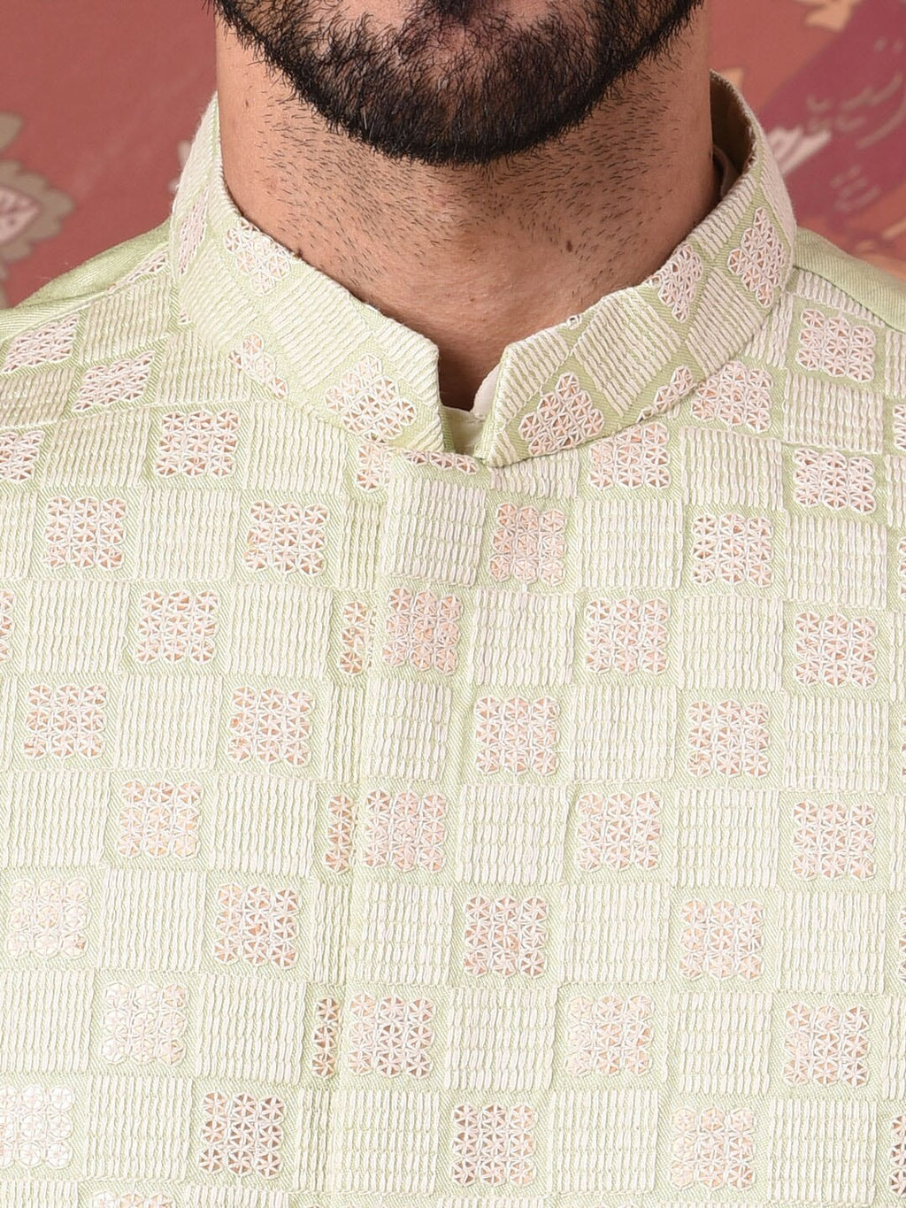 House of Pataudi Straight Kurta With Churidar & Embroidered Nehru Jacket | Grocsy