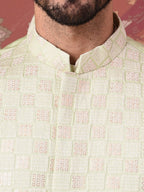 House of Pataudi Straight Kurta With Churidar & Embroidered Nehru Jacket | Grocsy