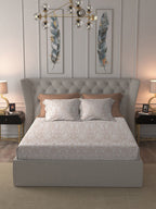 MYTRIDENT Nectarsoft Orange White Pure Cotton 400 TC King Bedsheet with 4 Pillow Covers | Grocsy