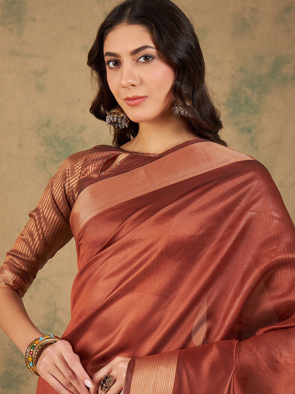 Sangria Woven Design Organza Sarees | Grocsy