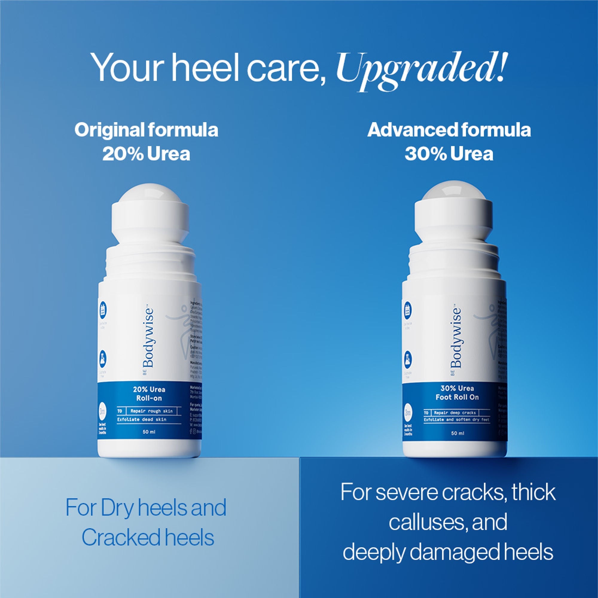 BeBodywise 30% Urea Foot & Heel Roll On For Very Dry Feet & Cracked Heels | Grocsy