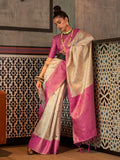 Saree Mall Ethnic Motifs Zari Woven Design Silk Blend Kanjeevaram Saree | Grocsy