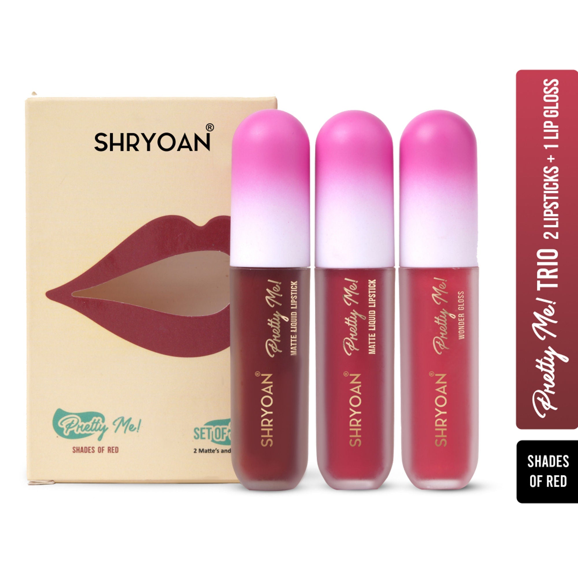 Shryoan Pretty Me! Liquid Matte Lipsticks & Lip Gloss - Red | Grocsy