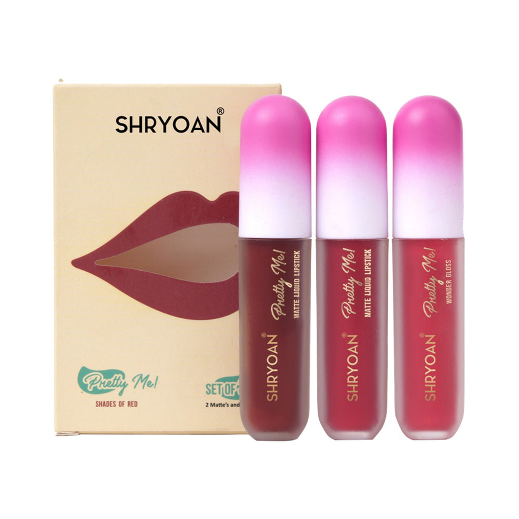 Shryoan Pretty Me! Liquid Matte Lipsticks & Lip Gloss - Red | Grocsy