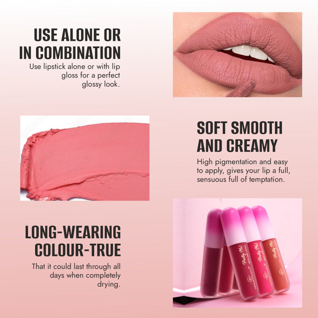 Shryoan Pretty Me! Liquid Matte Lipsticks & Lip Gloss - Red | Grocsy