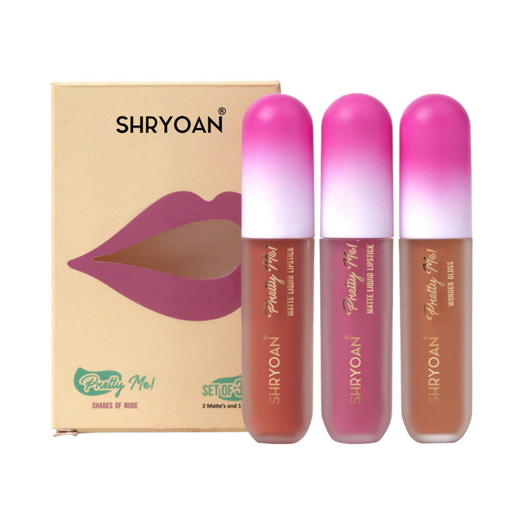 Shryoan Pretty Me! Liquid Matte Lipsticks & Lip Gloss - Nude | Grocsy