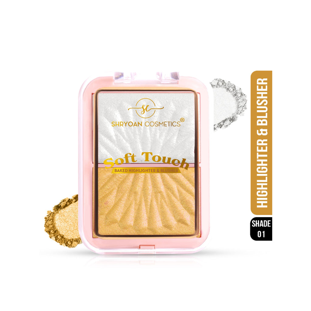 Shryoan Soft Touch Baked Shimmery Finish Highlighter & Blush Palette - 1 | Grocsy