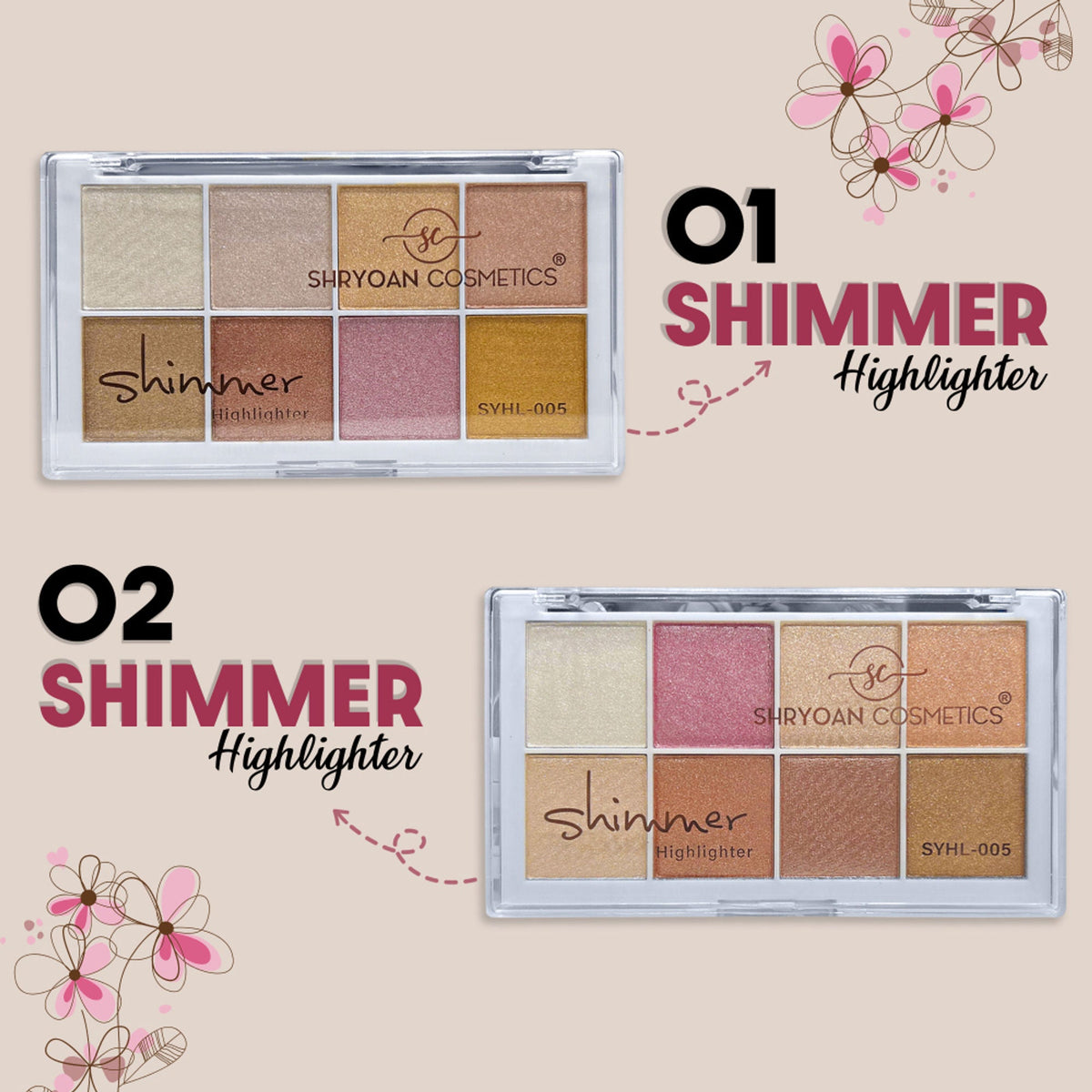 Shryoan Shimmer Highlighter Powder - Multicolored - 1 | Grocsy