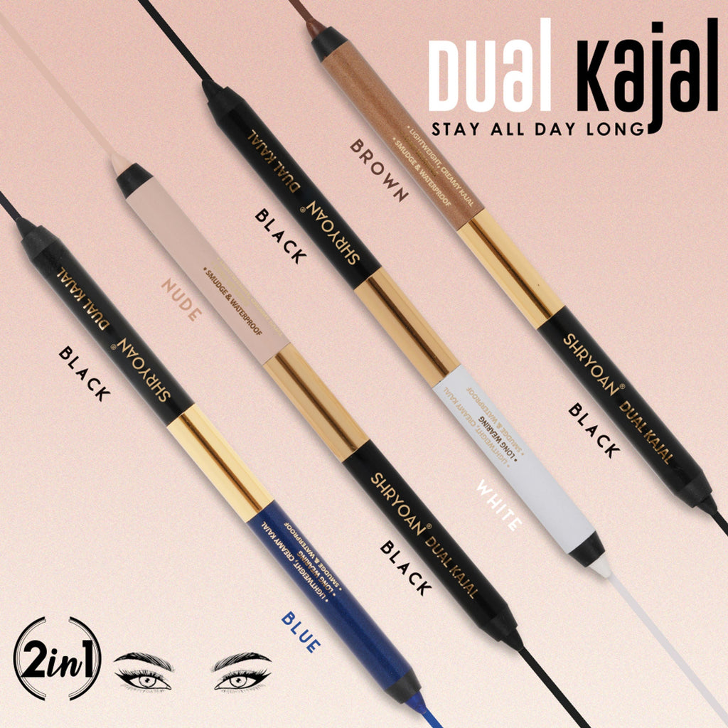 Shryoan Shimmery Dual Kajal with Sharpener - Black-Brown - Black-blue | Grocsy