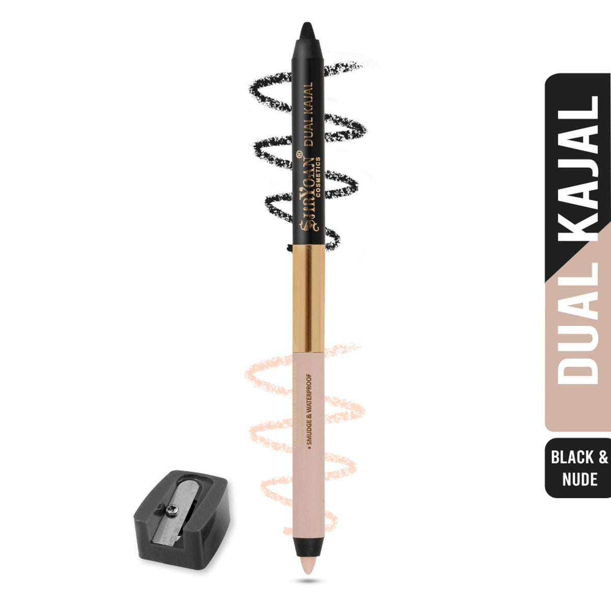 Shryoan Shimmery Dual Kajal with Sharpener - Black-Brown - Black-nude | Grocsy