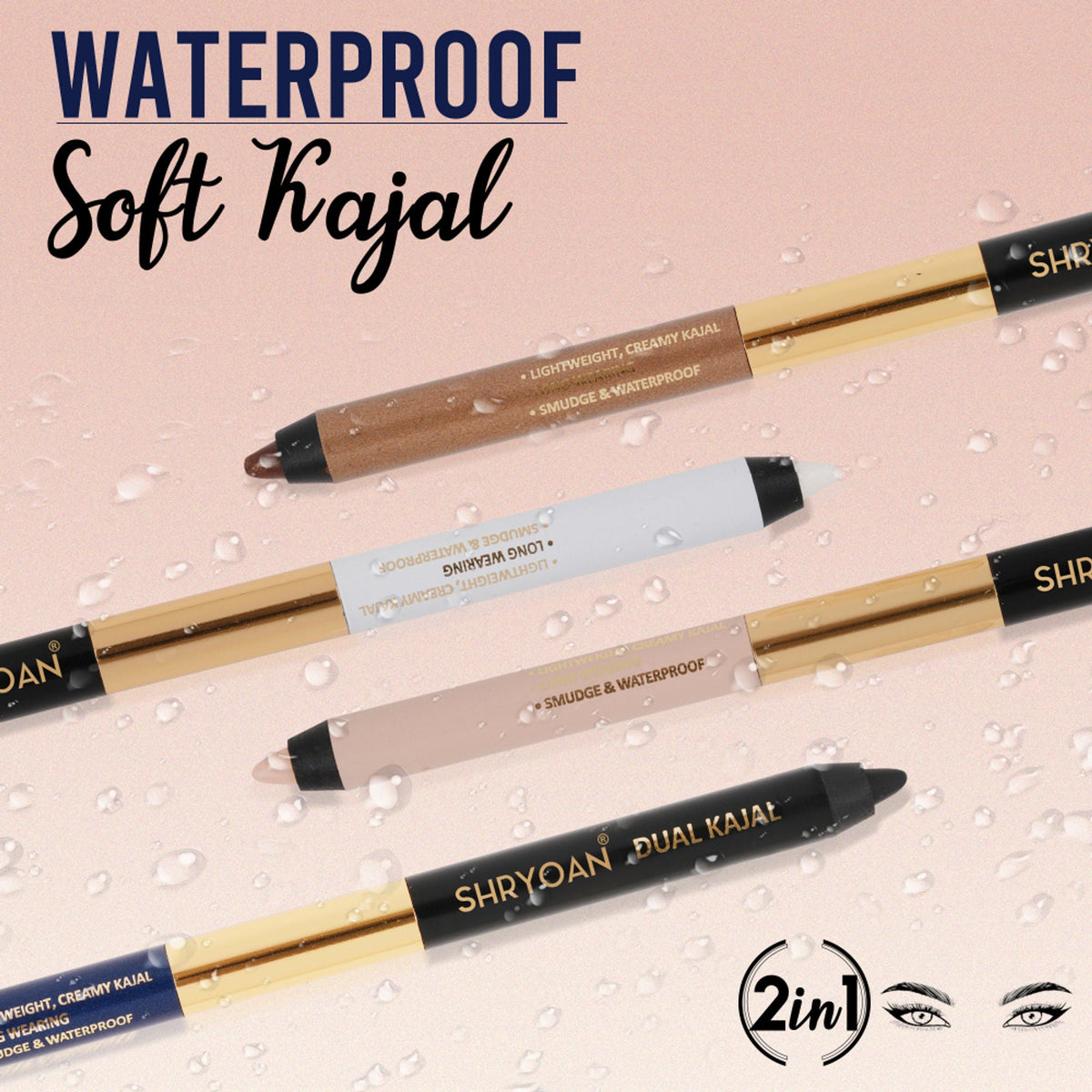 Shryoan Shimmery Dual Kajal with Sharpener - Black-Brown - Black-nude | Grocsy