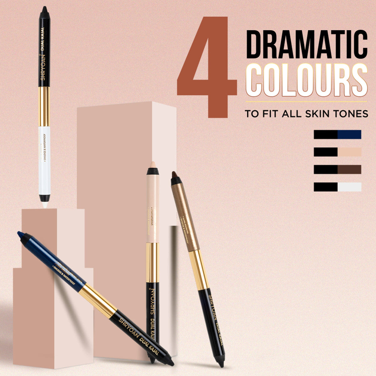 Shryoan Shimmery Dual Kajal with Sharpener - Black-Brown - Black-nude | Grocsy