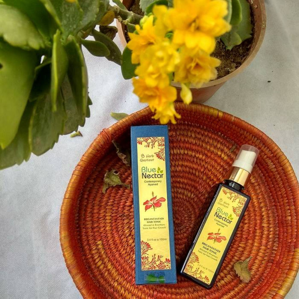 Blue Nectar Briganantadi Hair Tonic with Almond Rosemary Oil for Hair Growth | Grocsy